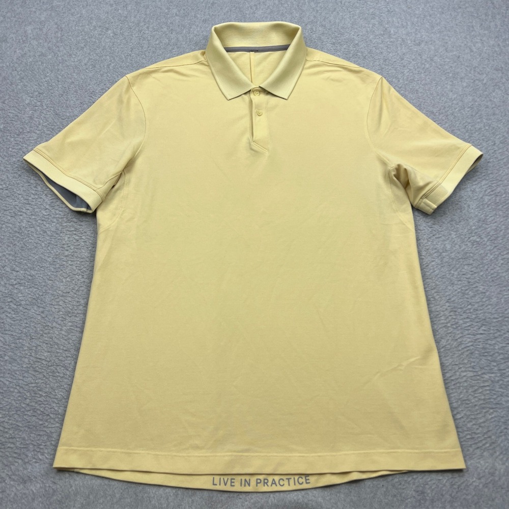 Lululemon Pique Polo Mens Large* Yellow Pima Short Sleeve Ventilated Knit Shirt